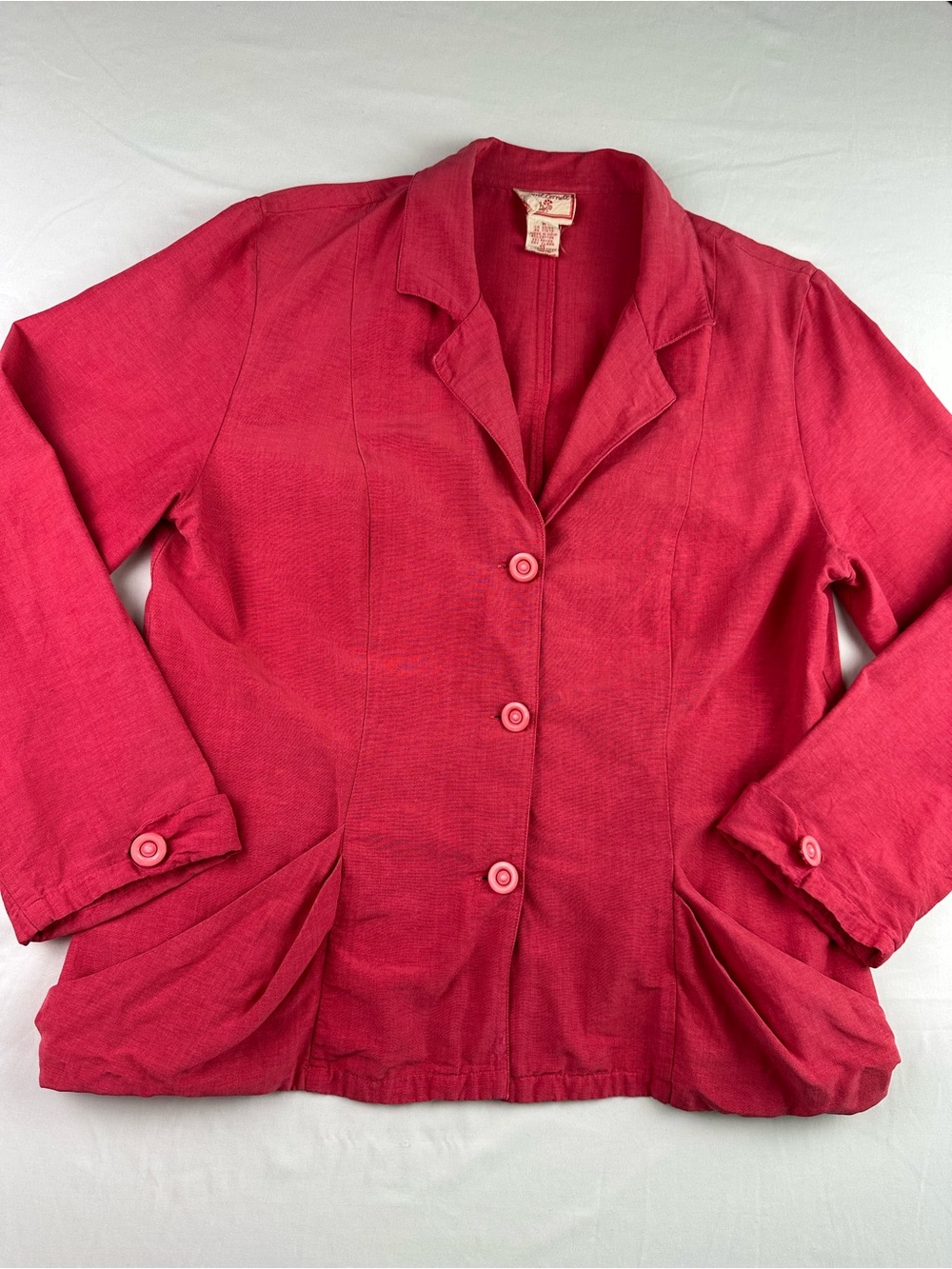 Vintage April Cornell Pink Blazer Jacket Cottagecore Lightweight 90s Oversized